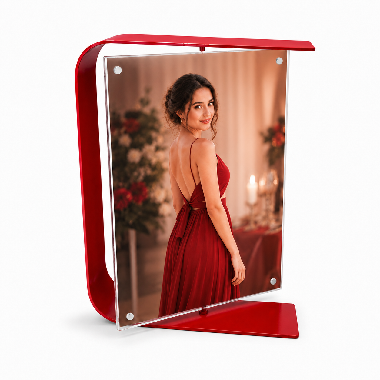 Personalised Double-Sided Metal Photo Frame (Red)