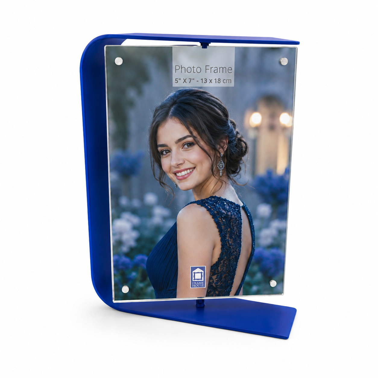 Personalised Double-Sided Metal Photo Frame (Blue)