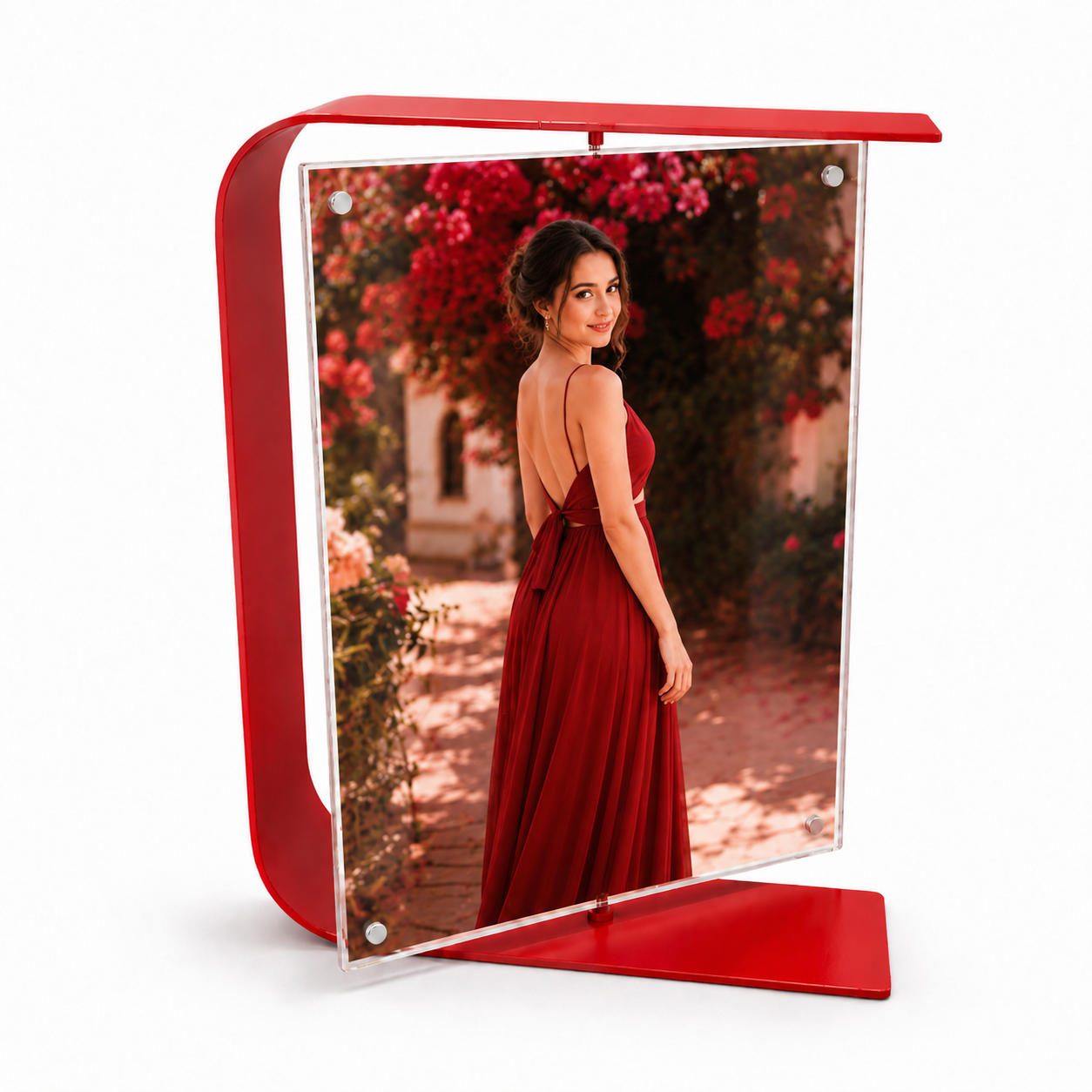 Personalised Double-Sided Metal Photo Frame (Red)