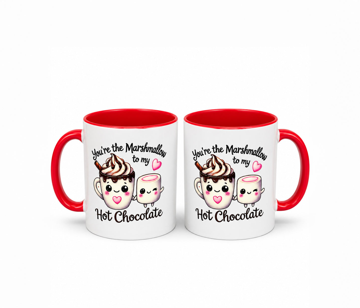 “You’re the Marshmallow to My Hot Chocolate” Red Accent Mug