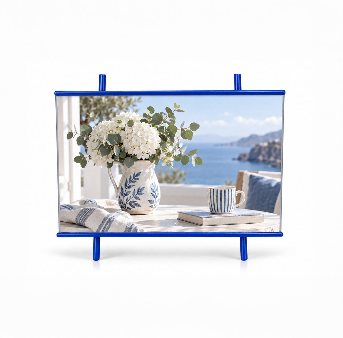Blue Metal Easel Photo Frame