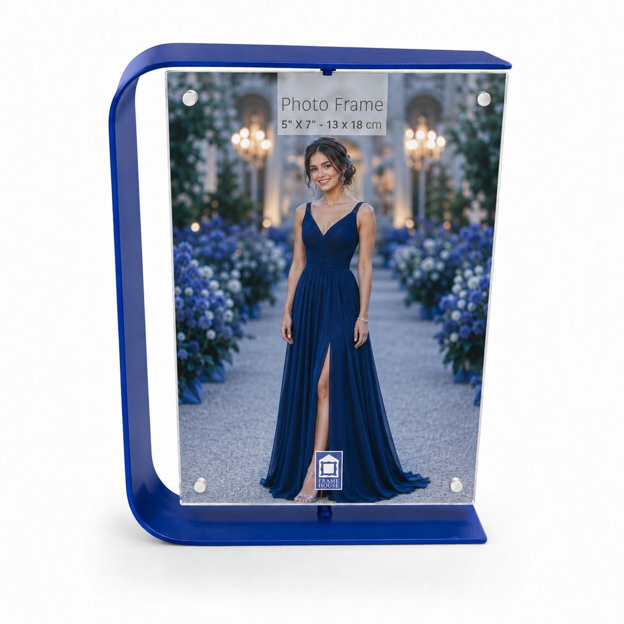 Personalised Double-Sided Metal Photo Frame (Blue)