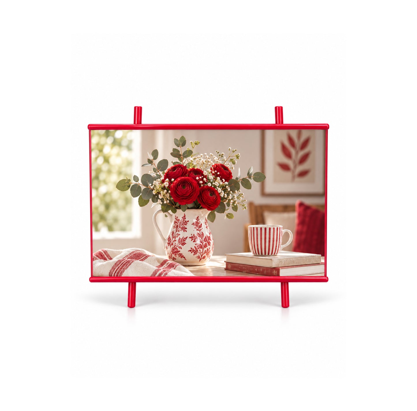 Red Metal Easel Photo Frame